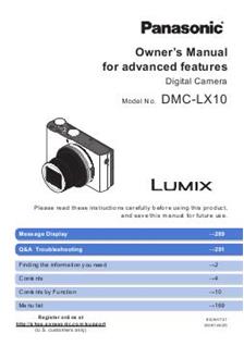 Panasonic Lumix LX10 manual. Camera Instructions.